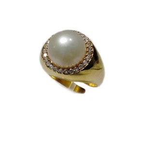 Anello Chevalier regolabile Argento925 dorato con perla gioiello artigianale - Bild 1 von 2