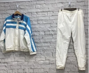 Reebok Vintage 90’s Colorblock Tracksuit White Blue Size L Tennis Courts In Sess - Picture 1 of 17