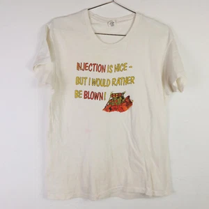 Vintage 70s Car Engine BLOWN INJECTION Funny Dirty Humor Graphic T Shirt L - Picture 1 of 13