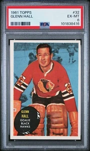 1961 1961/62 TOPPS NHL HOCKEY CARD #32 GLENN HALL PSA 6 Just Graded! - Picture 1 of 2