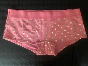 Victoria's Secret Pink Bling Silver Foil Dot Boyshort Panties Dahlia Pink M - Picture 1 of 4