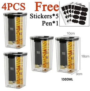 Stackable Kitchen Sealed Jar Plastic Food Storage Box Storage 4PCS x 1300ml - Picture 1 of 7