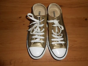 CONVERSE LO LADIES OLD GOLD L EATHER SNEAKERS UK 4.5 EU 37 RARE & EXCELLENT 2-6 - Picture 1 of 9