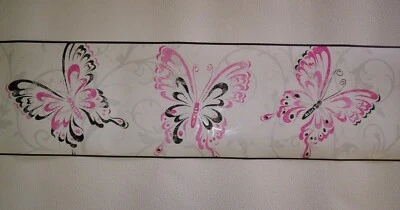 BUTTERFLIES BY CANDICE OLSON PREPASTED KIDS WALLPAPER BORDER # CK7608B - Image 1 of 4