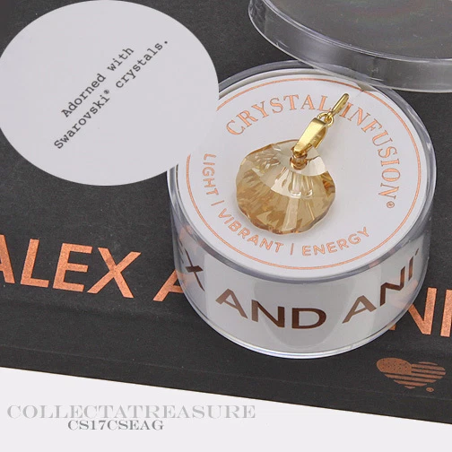 Подлинный Alex and Ani раковина Swarovski, песочный 14kt GP кристалл подвеска - Изображение 1 из 1