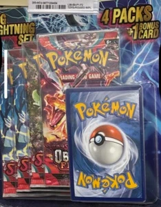 Pokemon TCG Lighting 4 Pack - 4 Booster Packs + Mystery Card - Picture 1 of 1