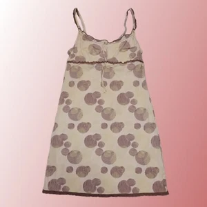 Vintage Etam Cami Slip Dress Size 10 Retro 60s Pattern Frilly Green Y2K Cottage - Picture 1 of 8