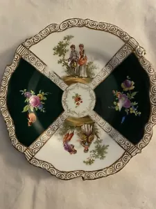 Dresda Germania Richard Klemm quadrifoglio coppia corteggiamento nero oro piatto antico - Foto 1 di 6