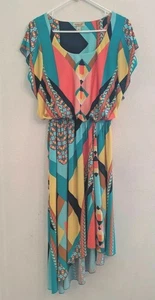 One World Women's Dress Size M Asymmetrical Hemline Butterfly Sleeves - Picture 1 of 5