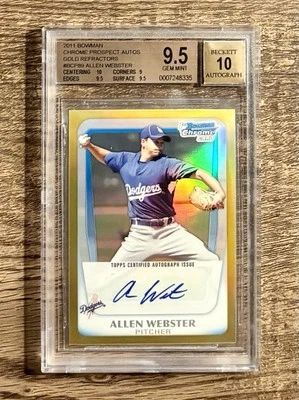 2011 Bowman Chrome Gold Refractor Auto /50 Allen Webster RC BGS 9.5 Gem Mint - Image 1 of 2