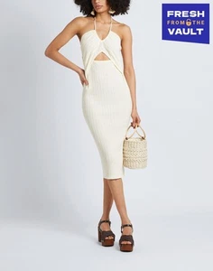 RRP€190 8 Pencil Midi Dress Size M Knitted Ribbed Lightweight Made in Italy - Imagen 1 de 6