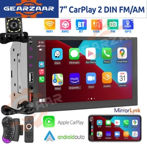 Radio Coche 7" Apple/Andriod Carplay BT Coche Estéreo Pantalla Táctil Doble Din + Cámara - Imagen 1 de 9
