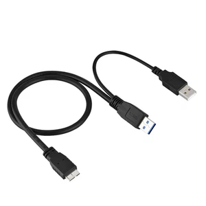 USB 3.0 A Wtyczka na Micro B Wtyczka Wtyczka Zasilacz Y Kabel do telefonu komórkowego Hard Drive FY - Zdjęcie 1 z 6