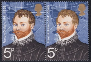 SG925c ERROR EXPLORERS 1973 5d Francis Drake raro falta Sepia U/M Cat £2750 - Imagen 1 de 1
