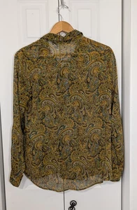 Blusa transparente Eddie Bauer para mujer talla mediana manga larga verde marrón cachemira - Imagen 1 de 5