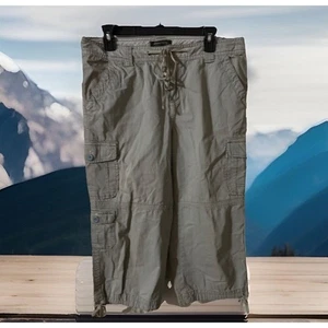 Eddie Bauer Pants Women 10 Gray Khaki Capri Cargo Cotton Outdoor Hiking - Picture 1 of 4