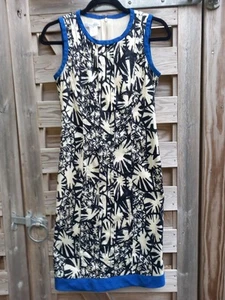 Oscar de La Renta Women's Sheath Dress US 2 UK 6 Pin Tucks Cream Black Blue - Picture 1 of 9