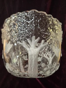 TRUE LOVE VINTAGE MIKASA BOWL 3D Frosted TREES BIRDS  5.5X8" Wedding Nature - Picture 1 of 12