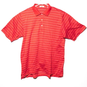 Peter Millar Red Striped Double Mercerized Cotton Golf Polo Shirt Men's Size L - Picture 1 of 6