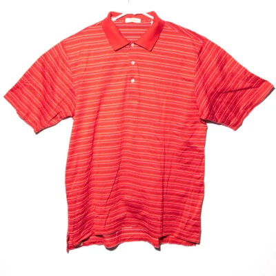Peter Millar Red Striped Double Mercerized Cotton Golf Polo Shirt Men's Size L - Image 1 of 4
