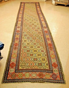 Pre 1900's ANTIQUE RARE CAUCASIAN SHIRVAN RUNNER RUG 3'5"x16' PRIVATE COLLECTION - Picture 1 of 11