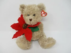 Ty Large Plush Beanie Buddy 2005 Holiday Teddy With Poinsettia 13" With Tag - Picture 1 of 6
