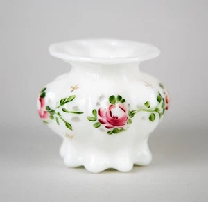 Jarrón consolidado de vidrio con leche de rosas pintadas a mano de colección - Imagen 1 de 6