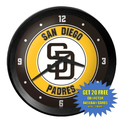 15" San Diego Padres Ribbed Frame Wall Clock - Image 1 of 4