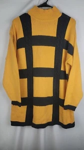 liz Claiborne Mens Yellow/Black Mock Neck Knitted Sweater Shirt Sz M - Picture 1 of 8