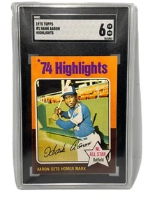 HANK AARON #1 1975 TOPPS GRADED 6 Vintage BASEBALL - Picture 1 of 3