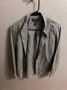 Boys Ralph Lauren plaid long sleeve button up shirt Size 16 Green and white - Picture 1 of 7