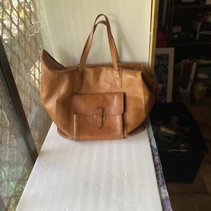 Vintage Leather Travel Bag Duffel Weekend Gym Duffle Overnight Carry On Luggage - Picture 1 of 24