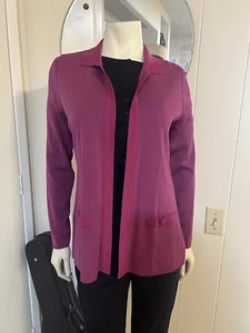 Exclusively Misook Womens XS Open Front Cardigan Sweater Jacket Lilac Pockets - Picture 1 of 5