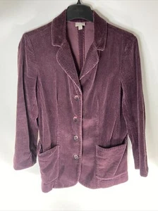 J Jill Plum Purple Corduroy Jacket Pockets Velour Details Size Small Cute Petite - Picture 1 of 9
