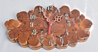MCM Handmade Wood Block Slice Clock One of a Kind - Image 1 of 4