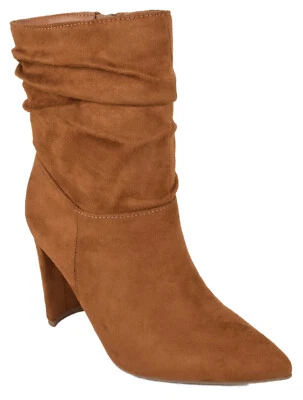 Delicious Mujeres Botas holgadas a media pantorrilla Tacones altos Cremallera Punta Tostado Marrón PÚBLICO Foto 1 de 3