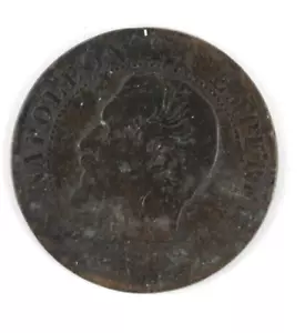 Frankreich 1855 W Bronze Centimes selten Napoleon III - KM 777,7 LIle Anker & Lampe - Bild 1 von 2