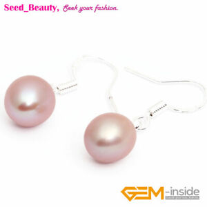 Silver Hook Oval Pearl Beads Drop Dangle Fashion Jewelry Earring Gift 1 Pair