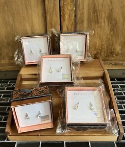Mestige Set Silver tone Raindrop Earrings Swarovski Crystals 5 Sets Boxes Lot