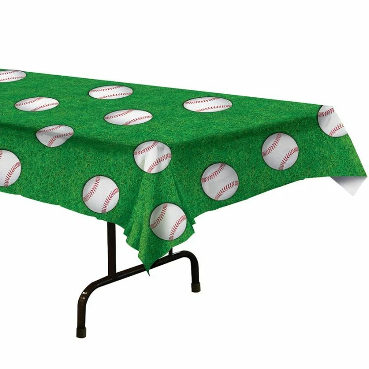 Mantel plástico para banquetes de béisbol 54" x 108" decoración de fiesta de cumpleaños de béisbol Foto 1 de 1
