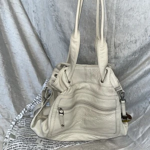 Barr & Barr NY Off-white PEBBLED Leather Shoulder Bag - Picture 1 of 18