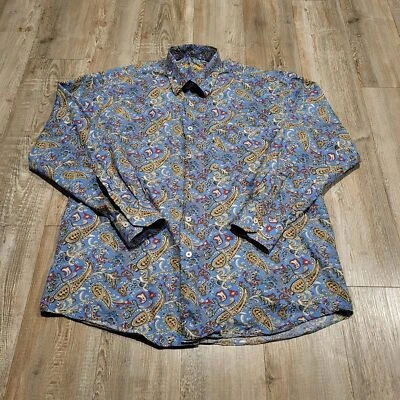 Alan Flusser Vibrant Colorful Paisley Long Sleeve Dress Shirt, Men's Size Large - Image 1 of 4
