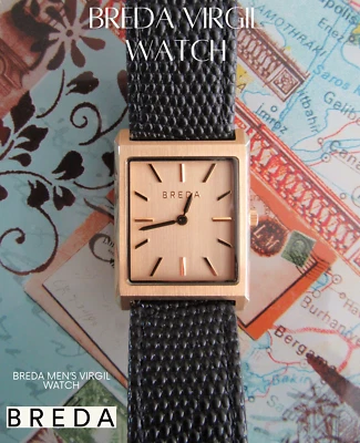 Breda Virgil Mens Watch 26mm w/ Black Leather Embossed Band 1736f New Condition - Image 1 of 4