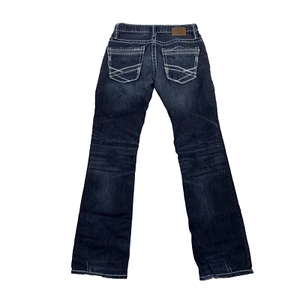 Pantalones de mezclilla BKE Aiden talla 28 para hombre azul lavado oscuro corte bota 31,5" entrepierna 48-21 - Imagen 1 de 9