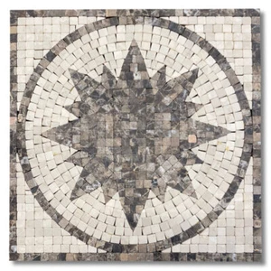 B3074T Compass Emperador Crema Marble Medallion Micro Mosaic Tile Tumbled - Picture 1 of 3