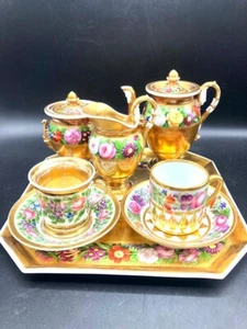 Kaffee Set Anfang 19 jhr. Blumenmalerei mit Gold - Bild 1 von 22