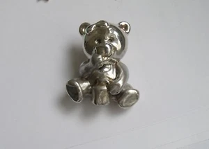 Estate 925 Teddy Bear Pin/Pendant with honey pot 1-1/4 x 1-1/2x 3/4 inch - Picture 1 of 6