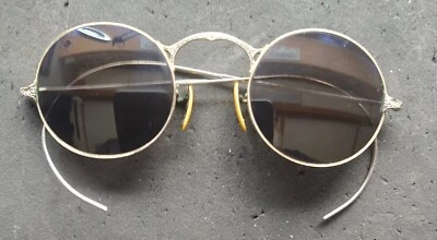 Gafas de sol vintage ARTCRAFT redondas con marco de metal plateado años 40 "CooL" John Lennon Foto 1 de 4