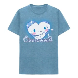 Sanrio Cinnamoroll Air Brush Heart Graphic T-Shirt S Small Blue NEW - Picture 1 of 3