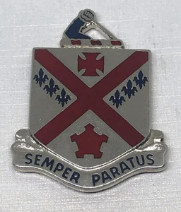 Spilla da bavero smaltata vintage esercito americano 101° reggimento unità insegne SEMPER PARATUS - Foto 1 di 2